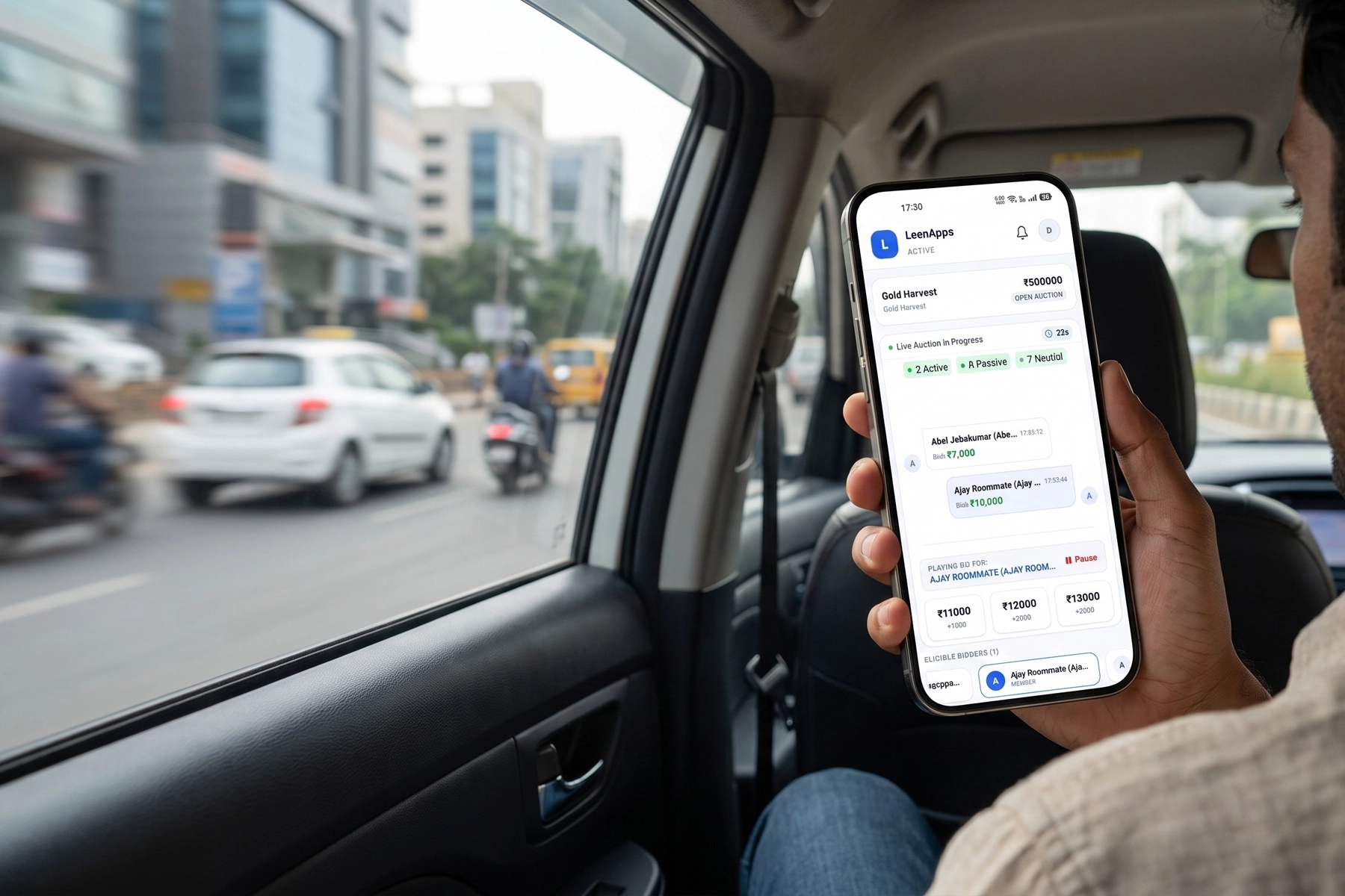Chit owner managing chit app on phone